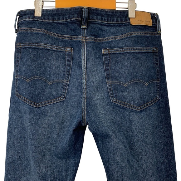 American Eagle Jeans Mens 34x33 Blue Dark Wash Athletic Fit - Picture 4 of 8